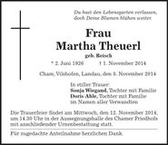 Traueranzeige Martha Theuerl