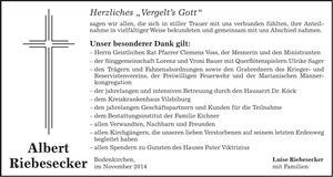 Traueranzeige Albert Riebesecker