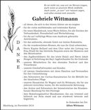 Traueranzeige Gabriele Wittmann