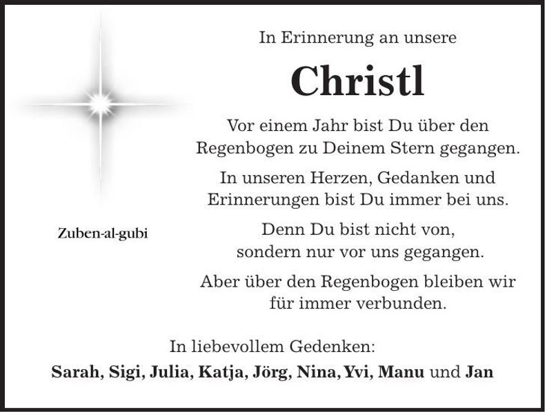 Traueranzeige Christine "Christl" Hajek