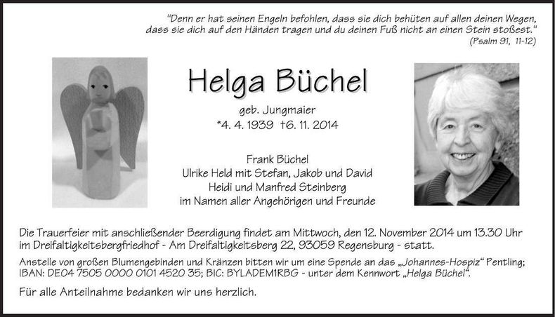 Traueranzeige Helga Büchel