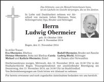 Traueranzeige Ludwig Obermeier