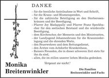 Traueranzeige Monika Breitenwinkler