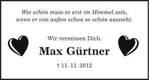 Traueranzeige Max Gürtner