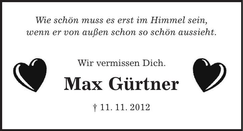 Traueranzeige Max Gürtner