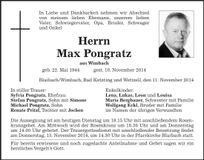 Traueranzeige Max Pongratz
