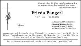 Traueranzeige Frieder Pangerl
