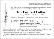 Traueranzeige Englbert Luttner
