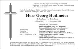 Traueranzeige Georg Heilmeier