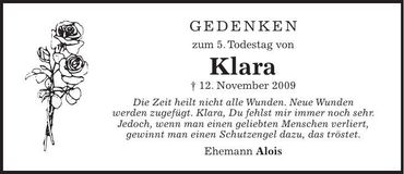 Traueranzeige Klara Späth