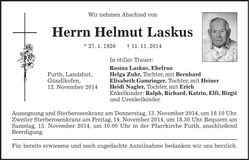 Traueranzeige Helmut Laskus