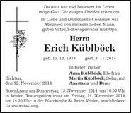 Traueranzeige Erich Küblböck