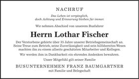 Traueranzeige Lothar Fischer