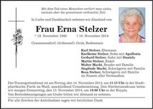 Traueranzeige Erna Stelzer