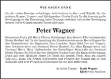 Traueranzeige Peter Wagner