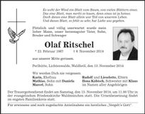 Traueranzeige Olaf Ritschel