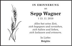 Traueranzeige Sepp Wagner