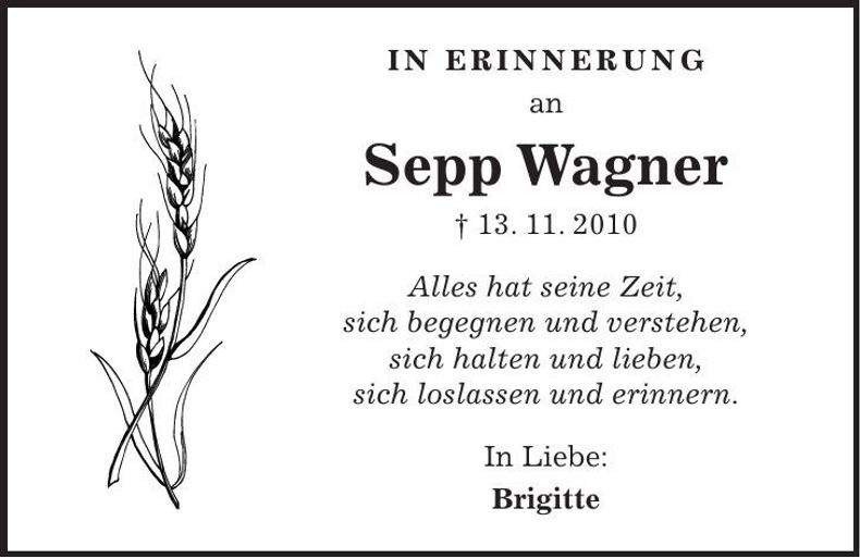 Traueranzeige Sepp Wagner
