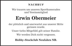 Traueranzeige Obermeier Erwin