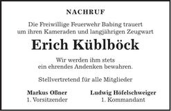 Traueranzeige Erich Küblböck