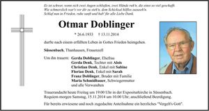 Traueranzeige Otmar Doblinger