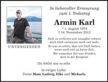 Traueranzeige Armin Karl