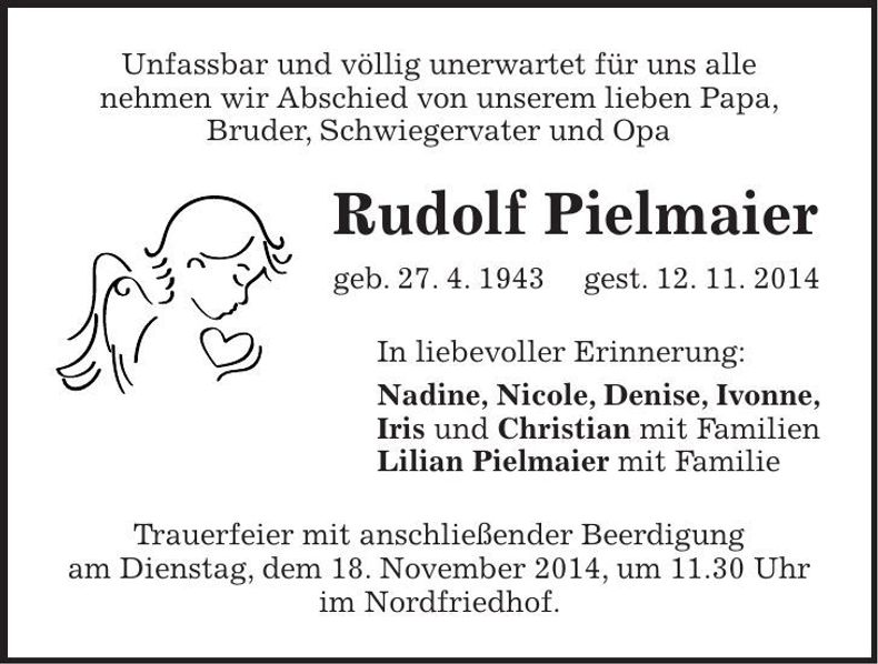 Traueranzeige Rudolf Pielmaier