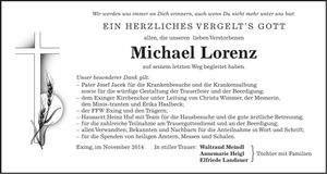 Traueranzeige Michael Lorenz