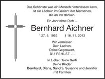 Traueranzeige Bernhard Aichner