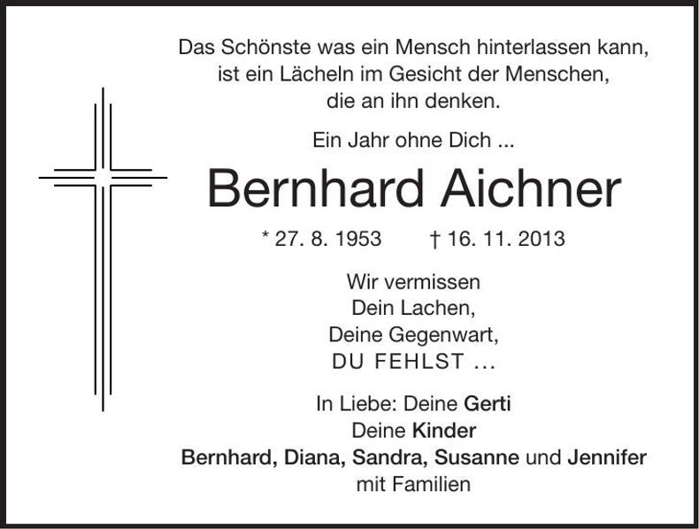 Traueranzeige Bernhard Aichner