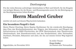 Traueranzeige Manfred Gruber