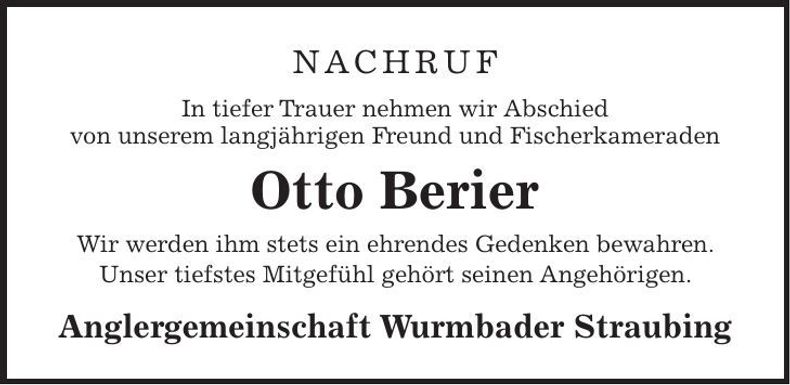 Traueranzeige Otto Berier