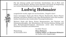 Traueranzeige Ludwig Hobmaier