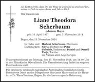 Traueranzeige Theodora Scherbaum