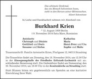 Traueranzeige Burkhard Krien