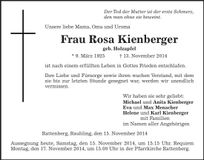 Traueranzeige Rosa Kienberger