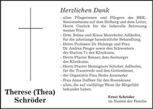 Traueranzeige Theresa Schröder