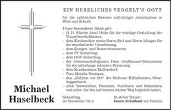 Traueranzeige Michael Haselbeck