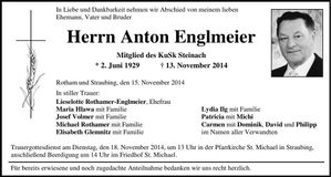 Traueranzeige Anton Englmeier
