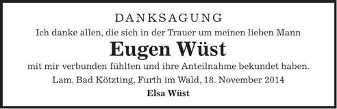 Traueranzeige Eugen Wüst