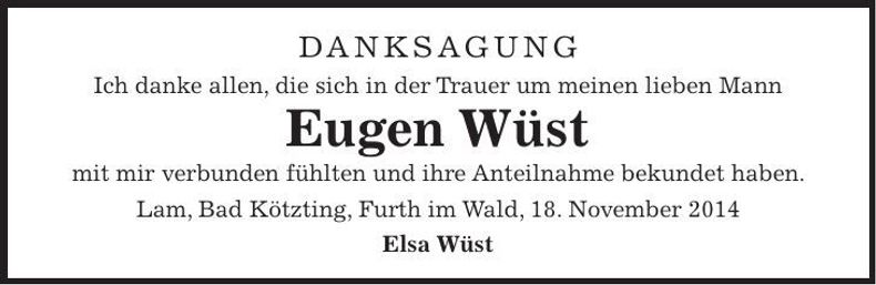 Traueranzeige Eugen Wüst
