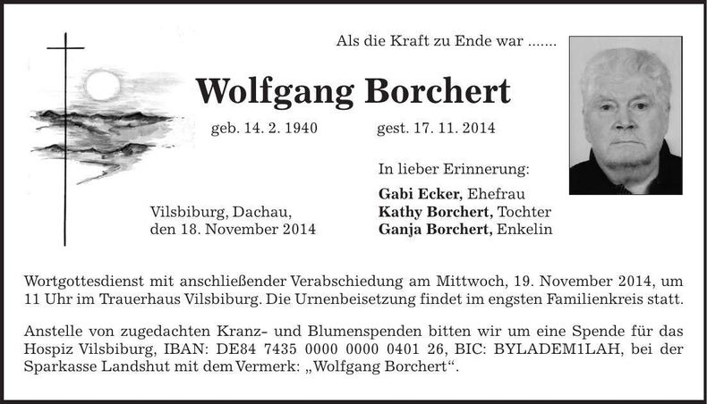 Traueranzeige Wolfgang Borchert