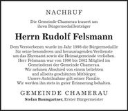 Traueranzeige Rudolf Felsmann