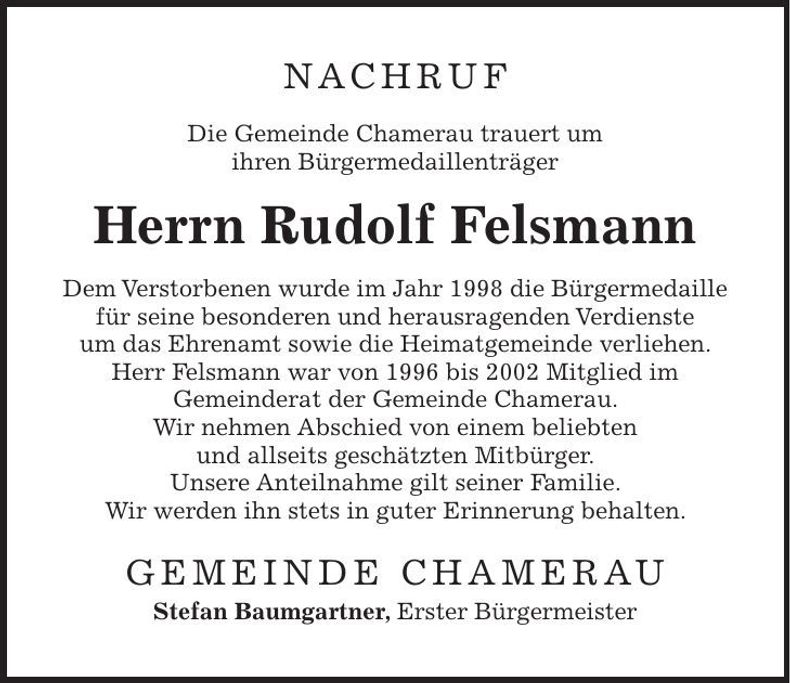 Traueranzeige Rudolf Felsmann