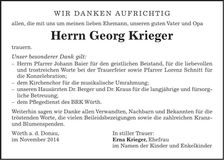 Traueranzeige Georg Krieger