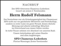 Traueranzeige Rudolf Felsmann