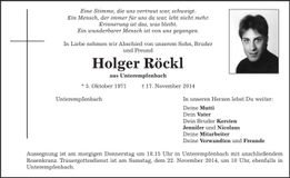 Traueranzeige Holger Röckl