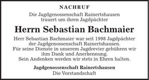 Traueranzeige Sebastian Bachmaier