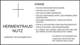 Traueranzeige Hermentraud Nutz