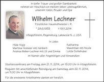 Traueranzeige Wilhelm Lechner
